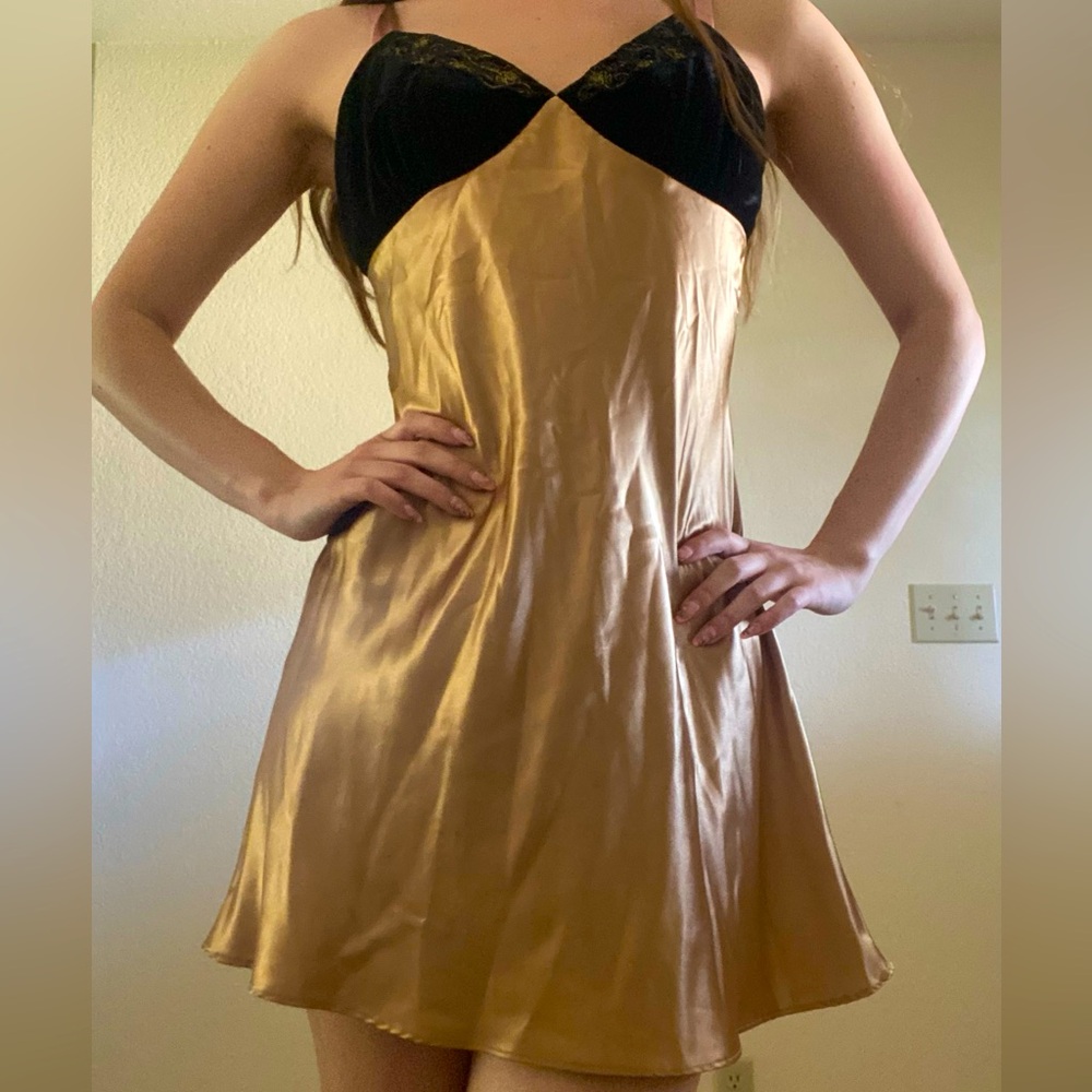 Morgan Taylor gold sexy nightgown, slip dress
